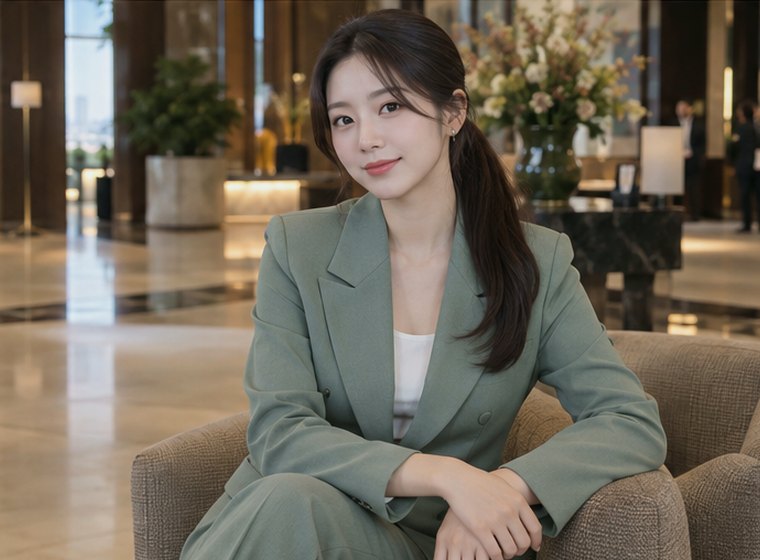 인계동 호흡이완 향·오일 관리 안내 카드의 서로 다른 20대 성인 한국 여성 모델