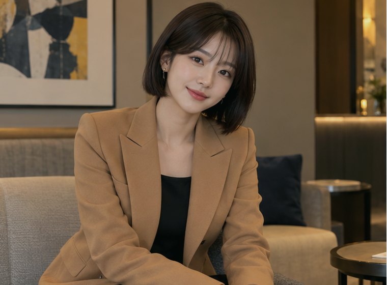 인계동 정원휴식 전신 쉼 관리 안내 카드의 서로 다른 20대 성인 한국 여성 모델